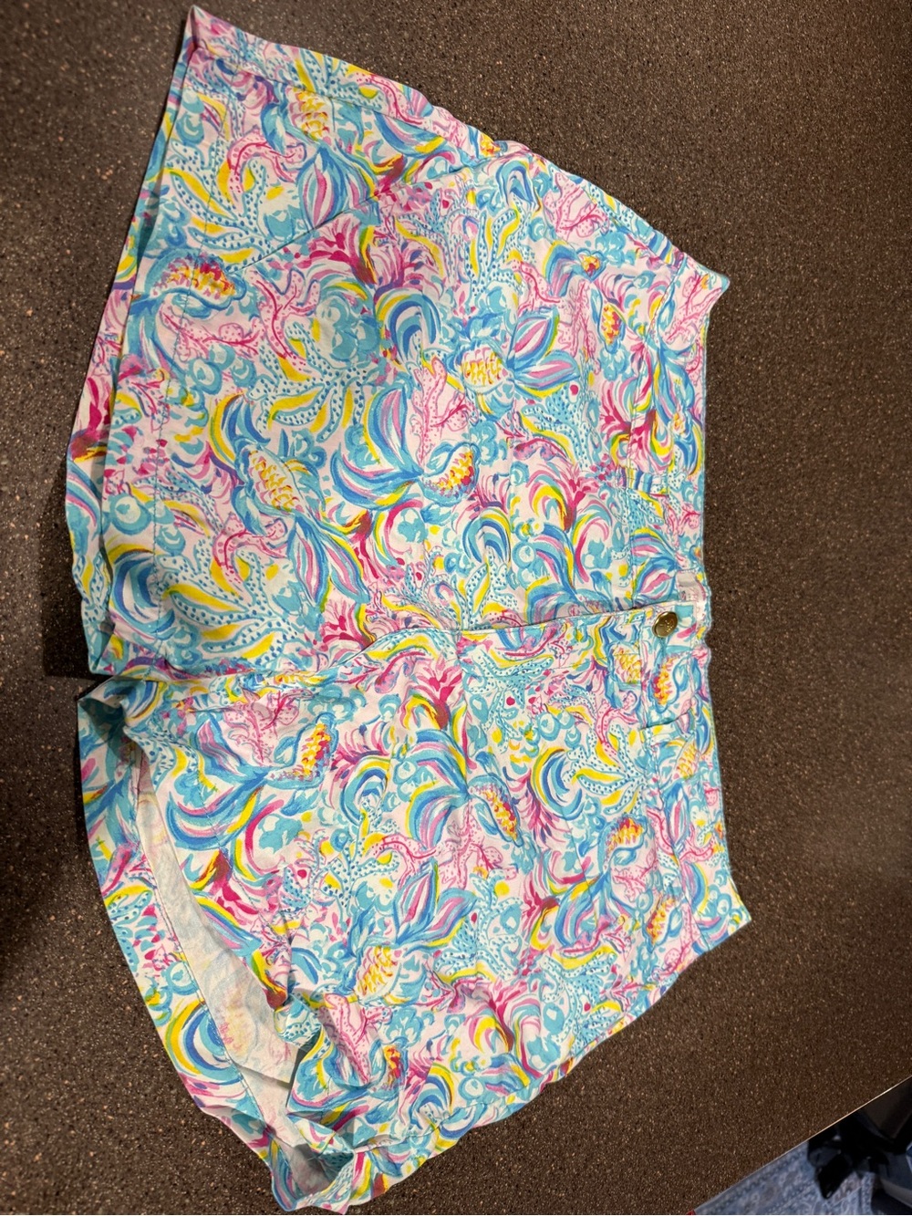 Pastel Swirl Print Bermuda Shorts in Aqua, Pink & Yellow